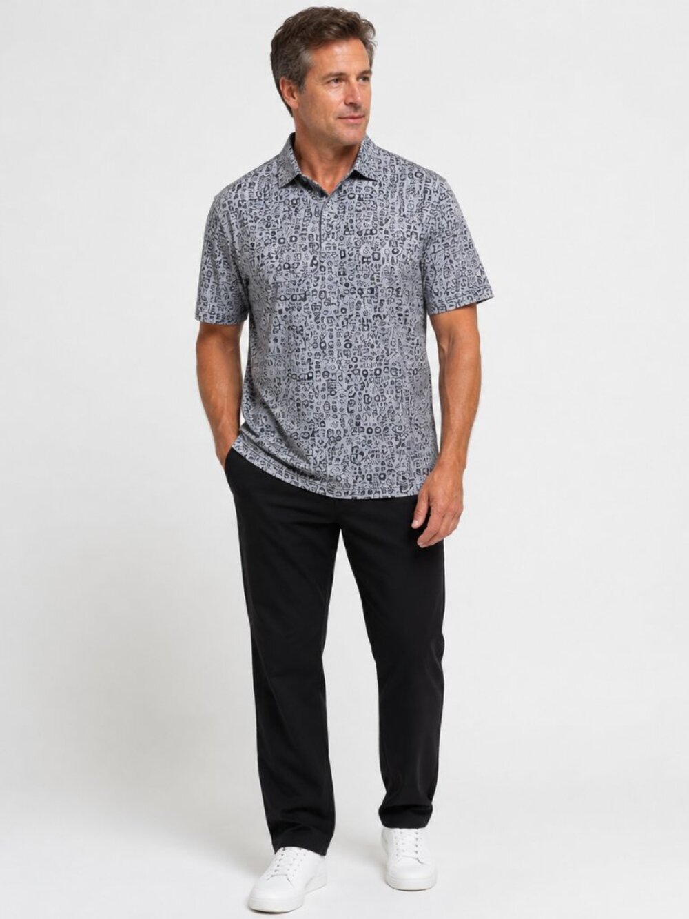 John Lennon 4-FLEX Technology Patterned Polo Shirt Men's XL/TG
